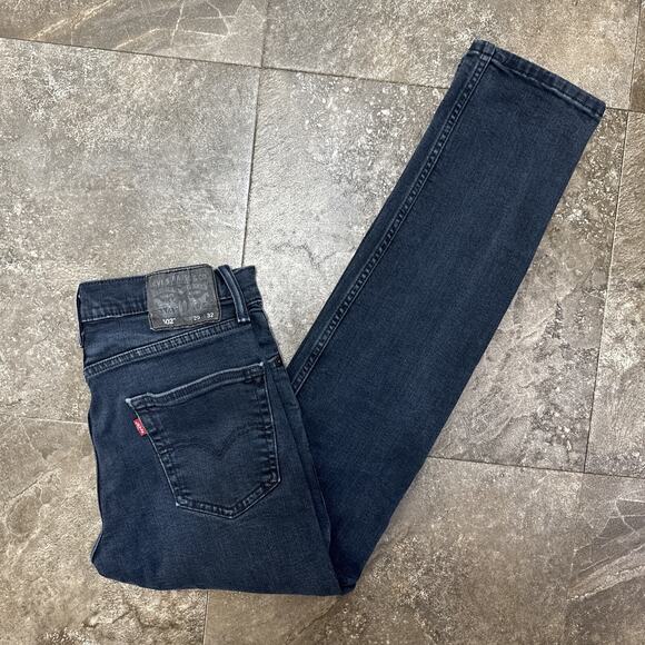 Levi's 502 Jeans Mens 29x32 Black Regular Taper Mid Rise Dark Wash Denim Zip - Picture 1 of 9